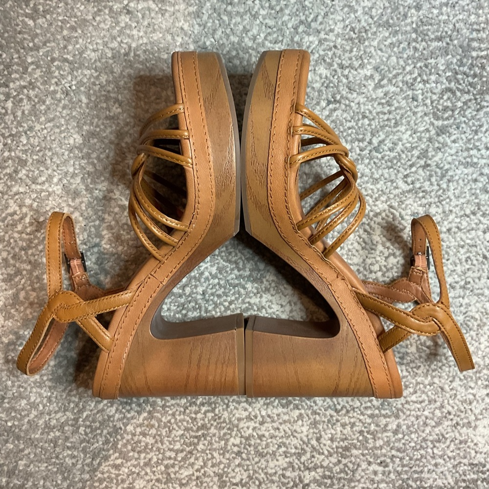 Lucky Brand Ismene Cognac Leather Platform Sandals – Size 8 (NIB) - Picture 7 of 11